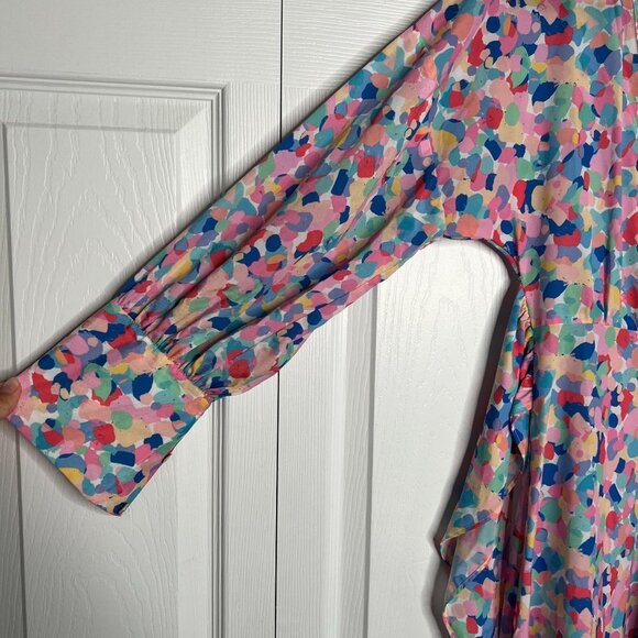 Paloma Blue Bronte Rainbow Printed Crepe Midi Dress Women's Size Small S - Picture 4 of 12